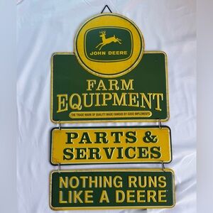 John Deere Farm Equipment Metal Sign –Parts & Services –Vintage Style Wall Decor